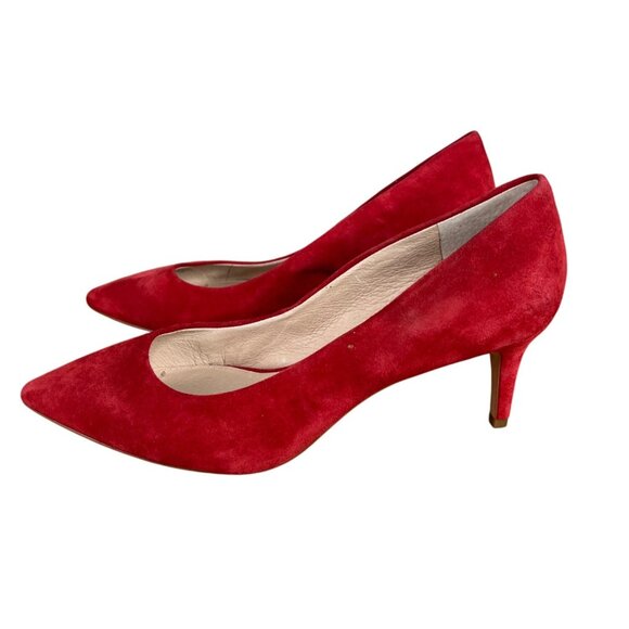 Louise Et Cie Red Suede Pointed Toe Kitten Heels Size 8.5M - Picture 10 of 16
